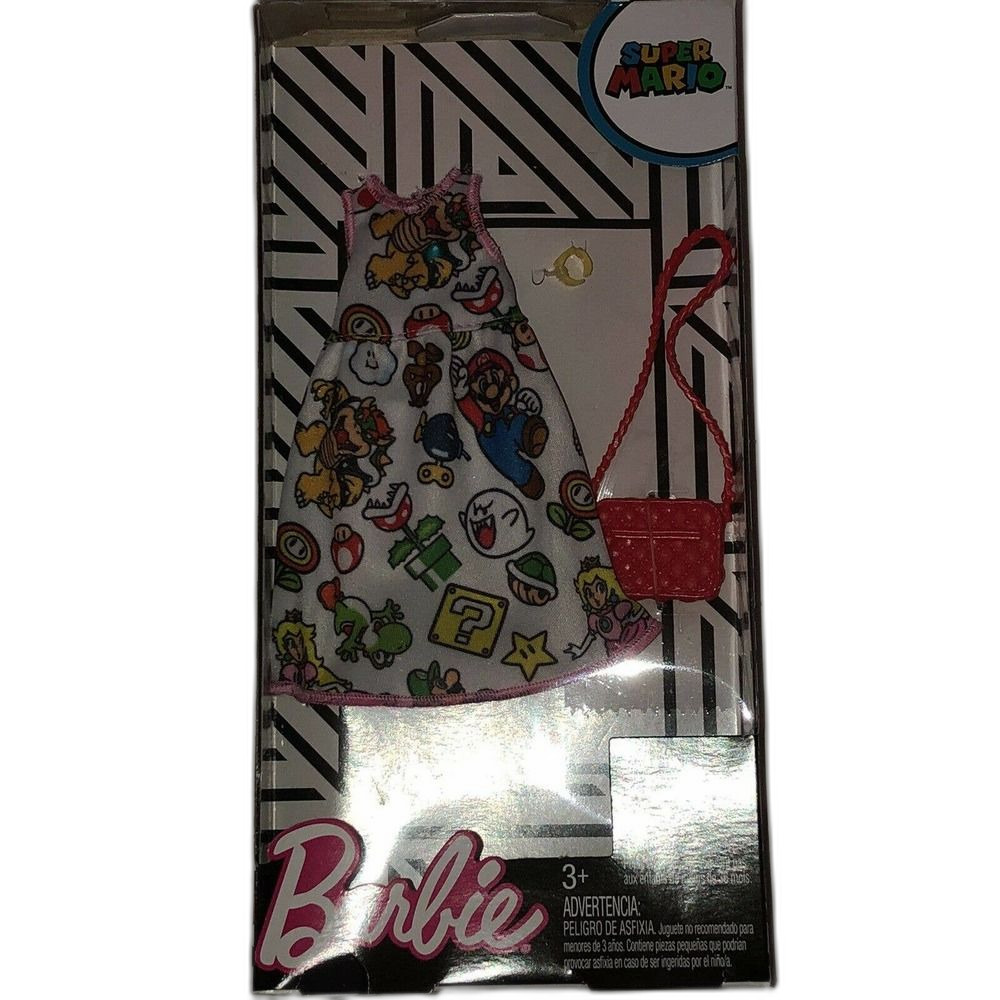 Barbie Fashion SUPER MARIO White Dress Pink Purse NIP